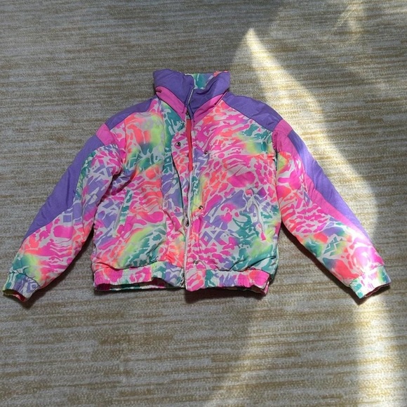 Vintage 90s ROFFE Neon Colorblock Ski Jacket | Kids 14 - Picture 1 of 5